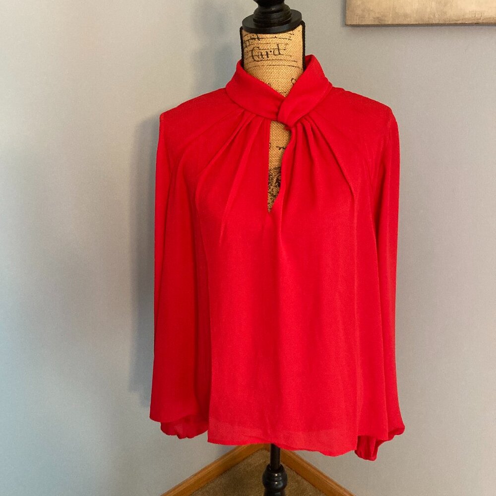 Eloquii Red Long Sleeve Keyhole Blouse NWT Women Size 18